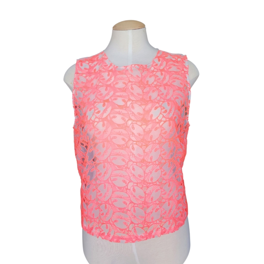 Topshop Neon Kitty Mesh Blouse